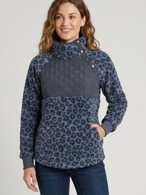 Abercrombie & Fitch Grey Quilted Panel Leopard Pullover Size XS